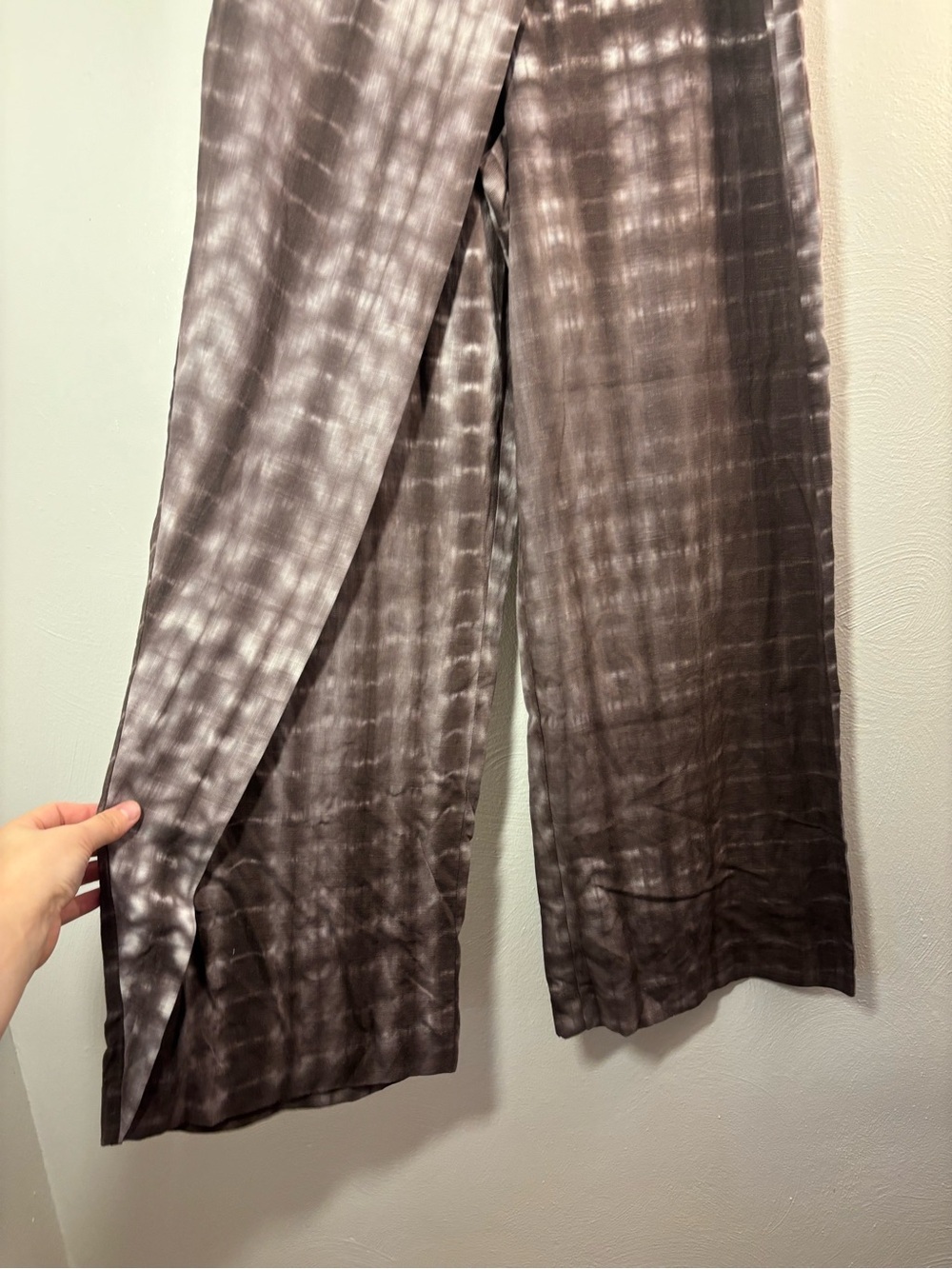 Zara Wide-Leg Tie-Dye Wrap Pants in Charcoal Size Large - Picture 3 of 10